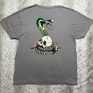 Ed Hardy Grey Skull Snake Graphic Tee Shirt Large